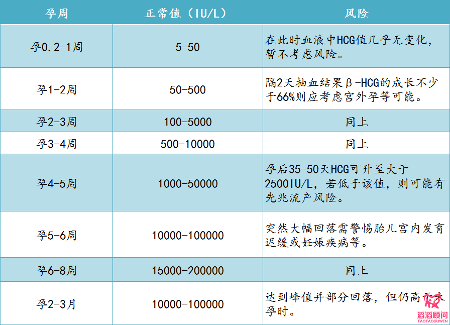 正常妊娠期间血HCG水平